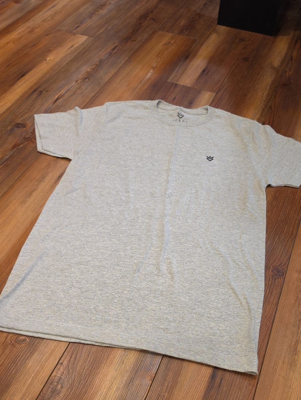 NWOT Veece Light Gray Short Sleeve Crew Neck Tee with Minimal Chest Mark
